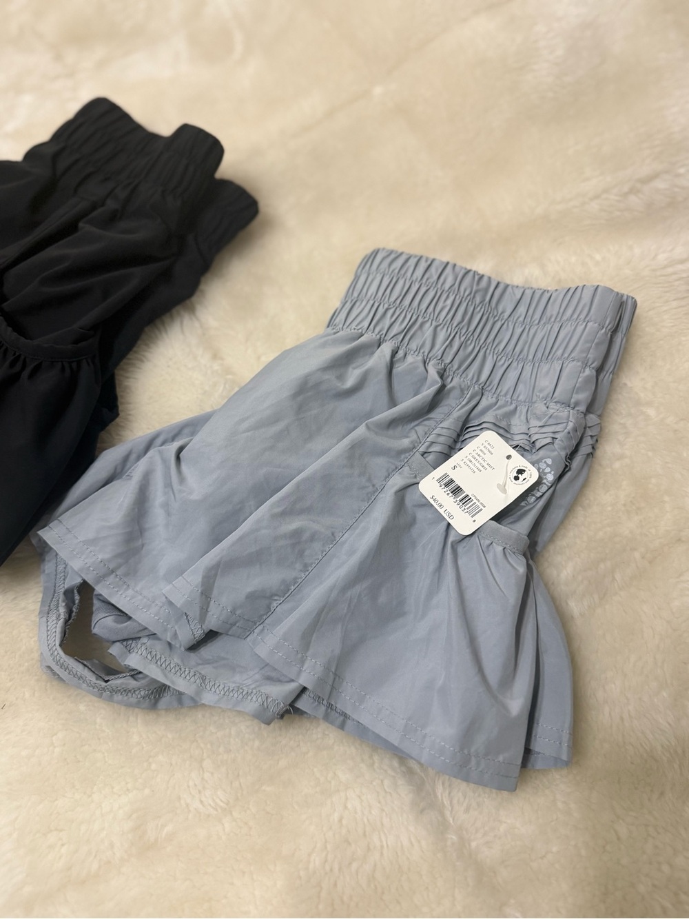 Free People Light Blue Ruffle Skort with Elastic Waist